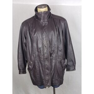 Men's‎ 100% Genuine Leather Jacket Cocoa Brown Full Zip Collar XL Outdoor Fall